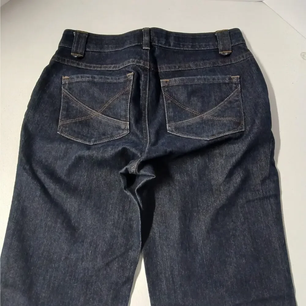 Cato Premium Women's Denim Jeans Size 6 Blue Straight Dark Wash Western Cowgirl - Picture 5 of 7